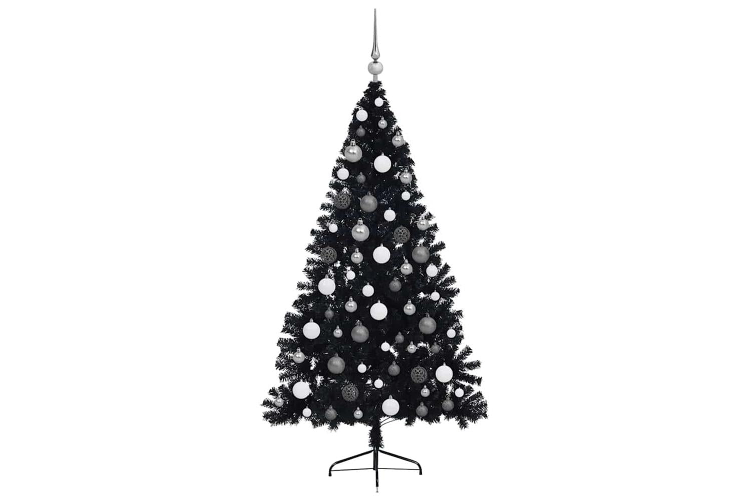 Vidaxl Artificial Pre-lit Christmas Tree Black 180 Cm Pvc-5