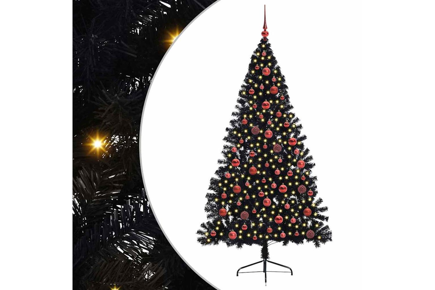 Vidaxl Artificial Pre-lit Christmas Tree Black 180 Cm Pvc-2