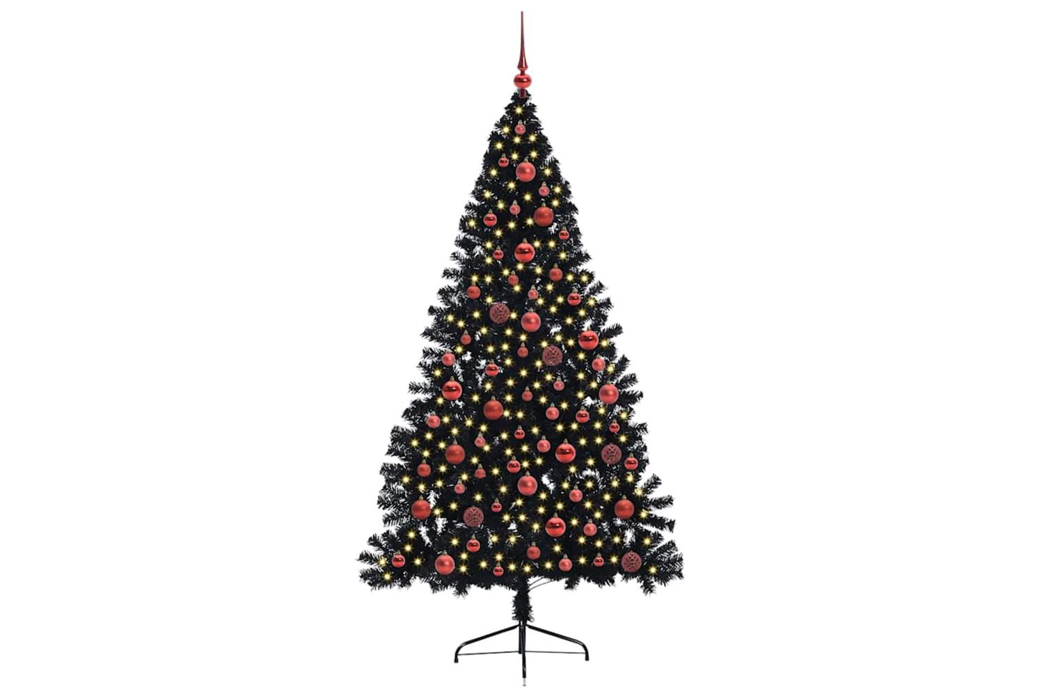 Vidaxl Artificial Pre-lit Christmas Tree Black 180 Cm Pvc-3