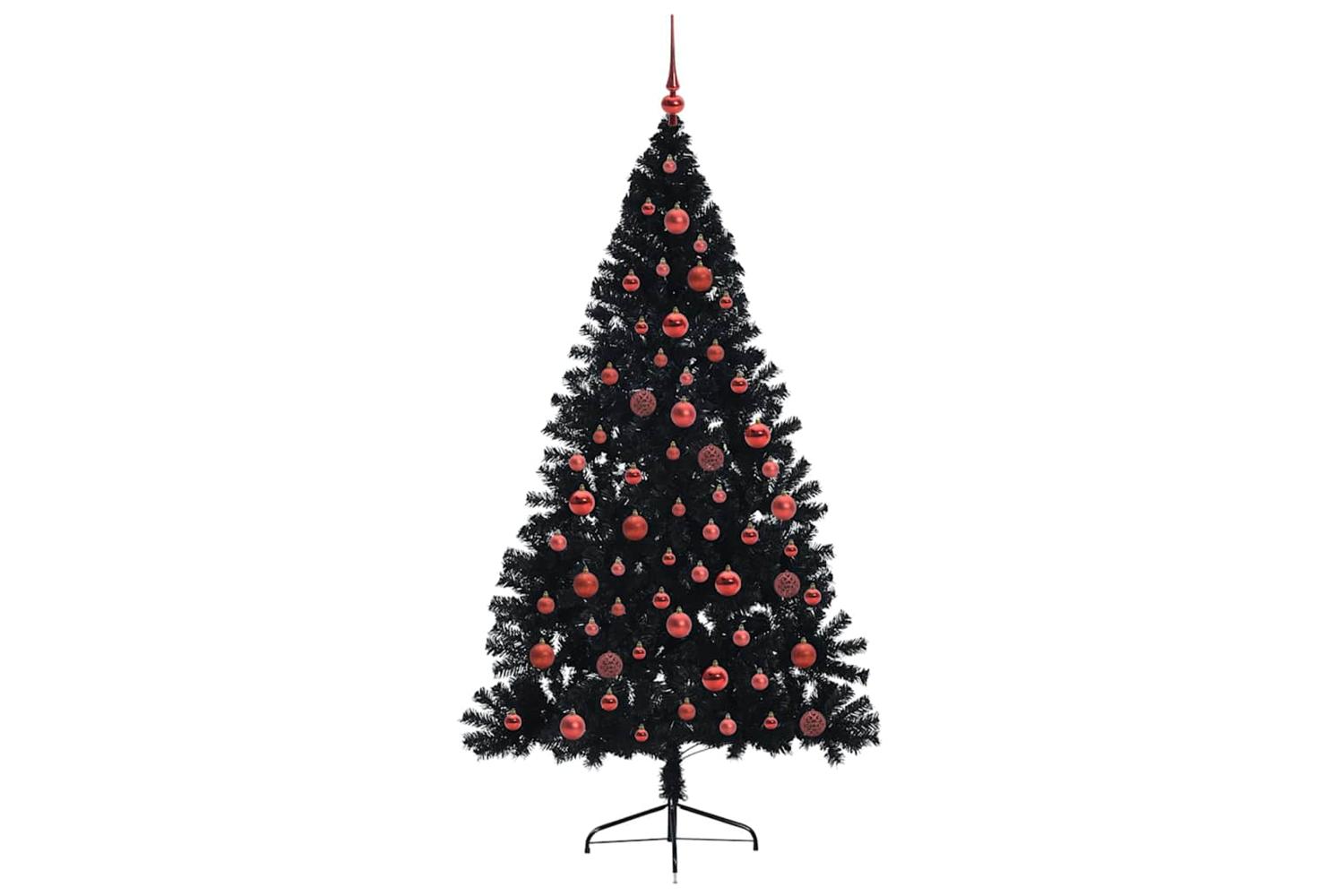 Vidaxl Artificial Pre-lit Christmas Tree Black 180 Cm Pvc-4