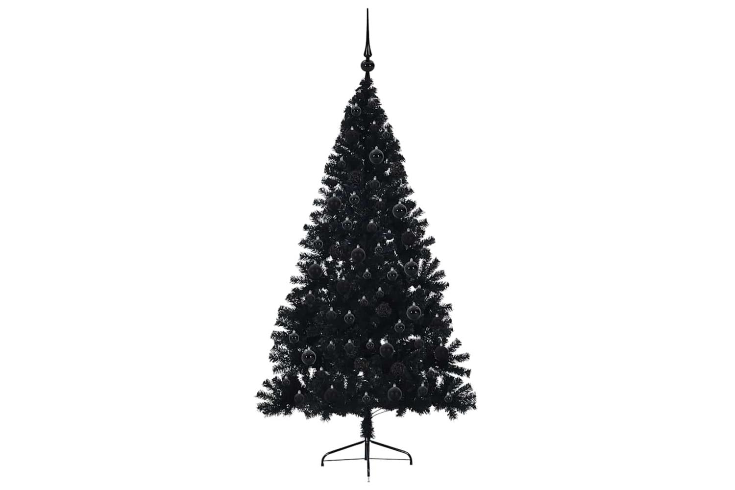 Vidaxl Artificial Pre-lit Christmas Tree Black 180 Cm Pvc-4