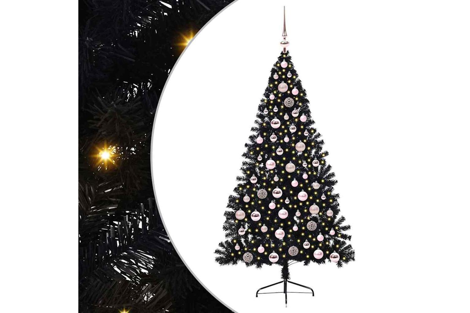 Vidaxl Artificial Pre-lit Christmas Tree Black 180 Cm Pvc