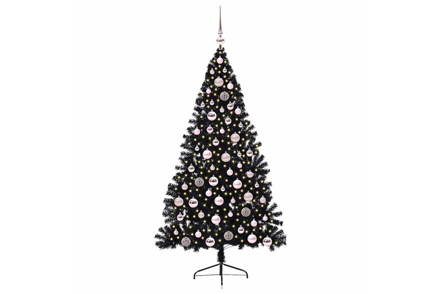 Vidaxl Artificial Pre-lit Christmas Tree Black 180 Cm Pvc-3