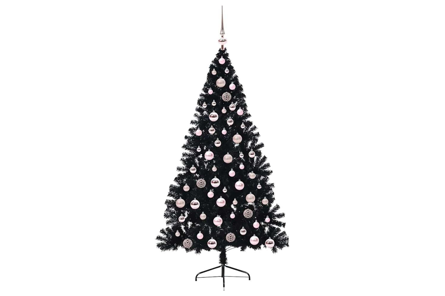 Vidaxl Artificial Pre-lit Christmas Tree Black 180 Cm Pvc-4
