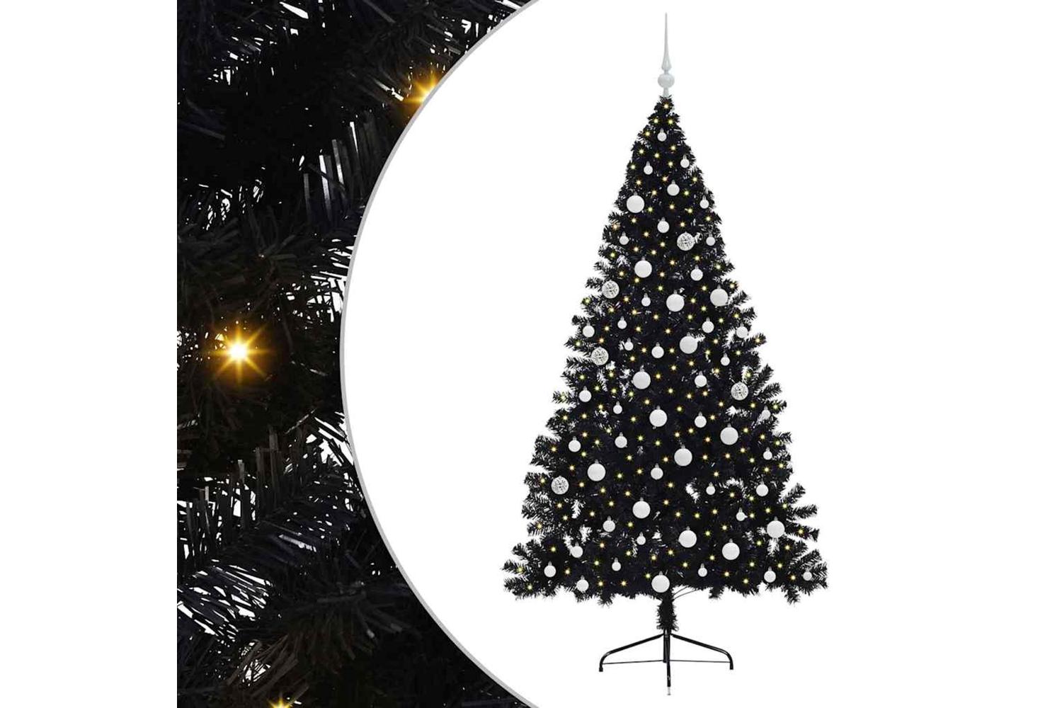 Vidaxl Artificial Pre-lit Christmas Tree Black 180 Cm Pvc-2