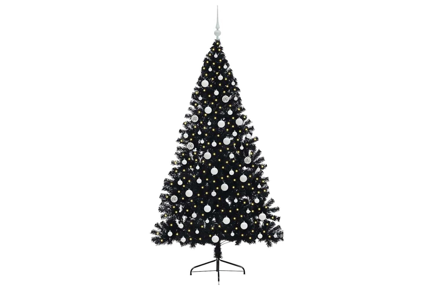 Vidaxl Artificial Pre-lit Christmas Tree Black 180 Cm Pvc-3