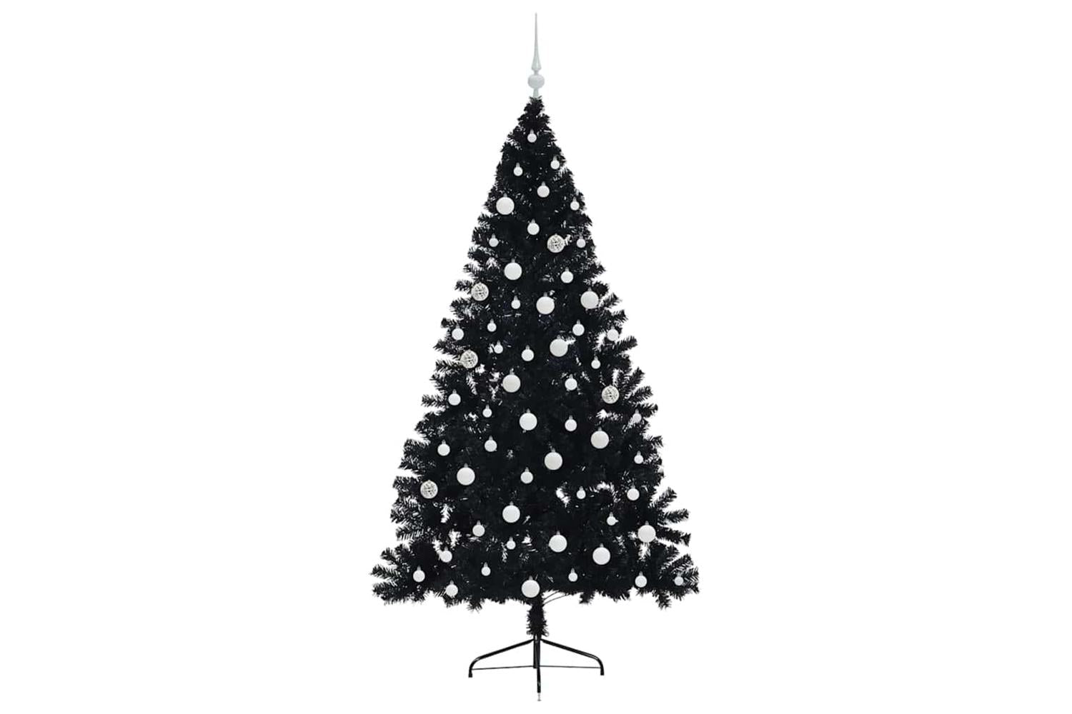 Vidaxl Artificial Pre-lit Christmas Tree Black 180 Cm Pvc-4