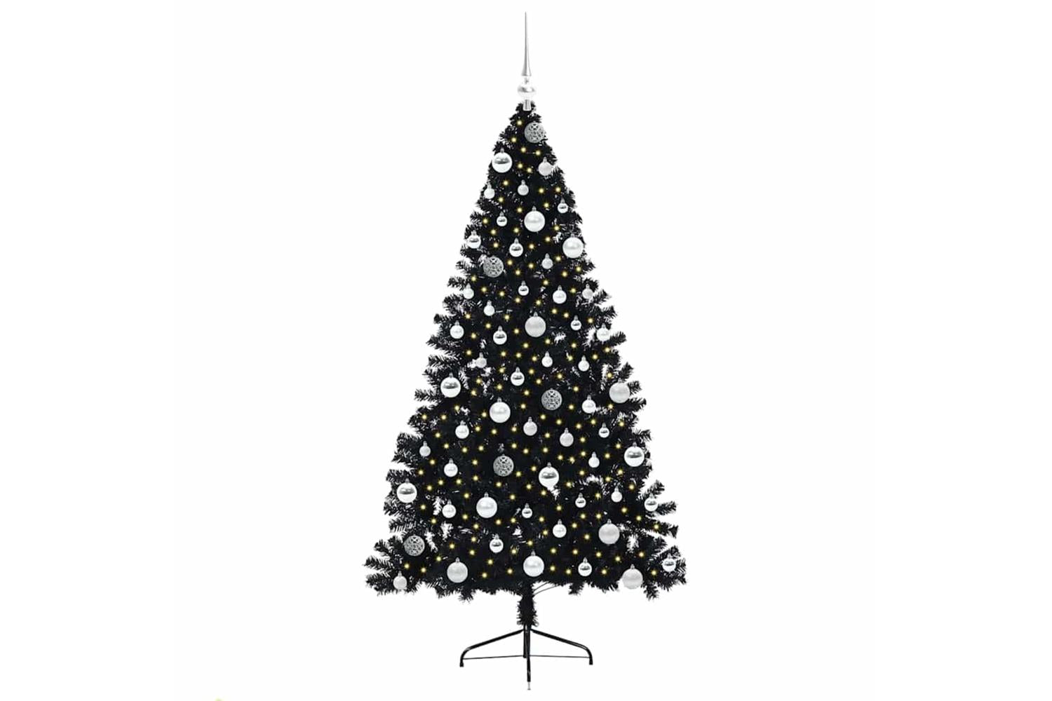 Vidaxl Artificial Pre-lit Christmas Tree Black 180 Cm Pvc-3