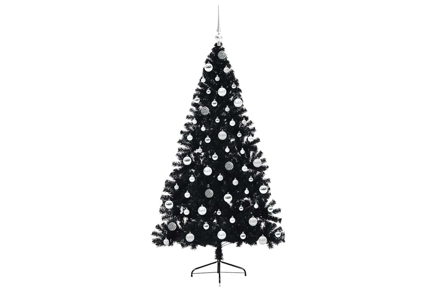 Vidaxl Artificial Pre-lit Christmas Tree Black 180 Cm Pvc-4
