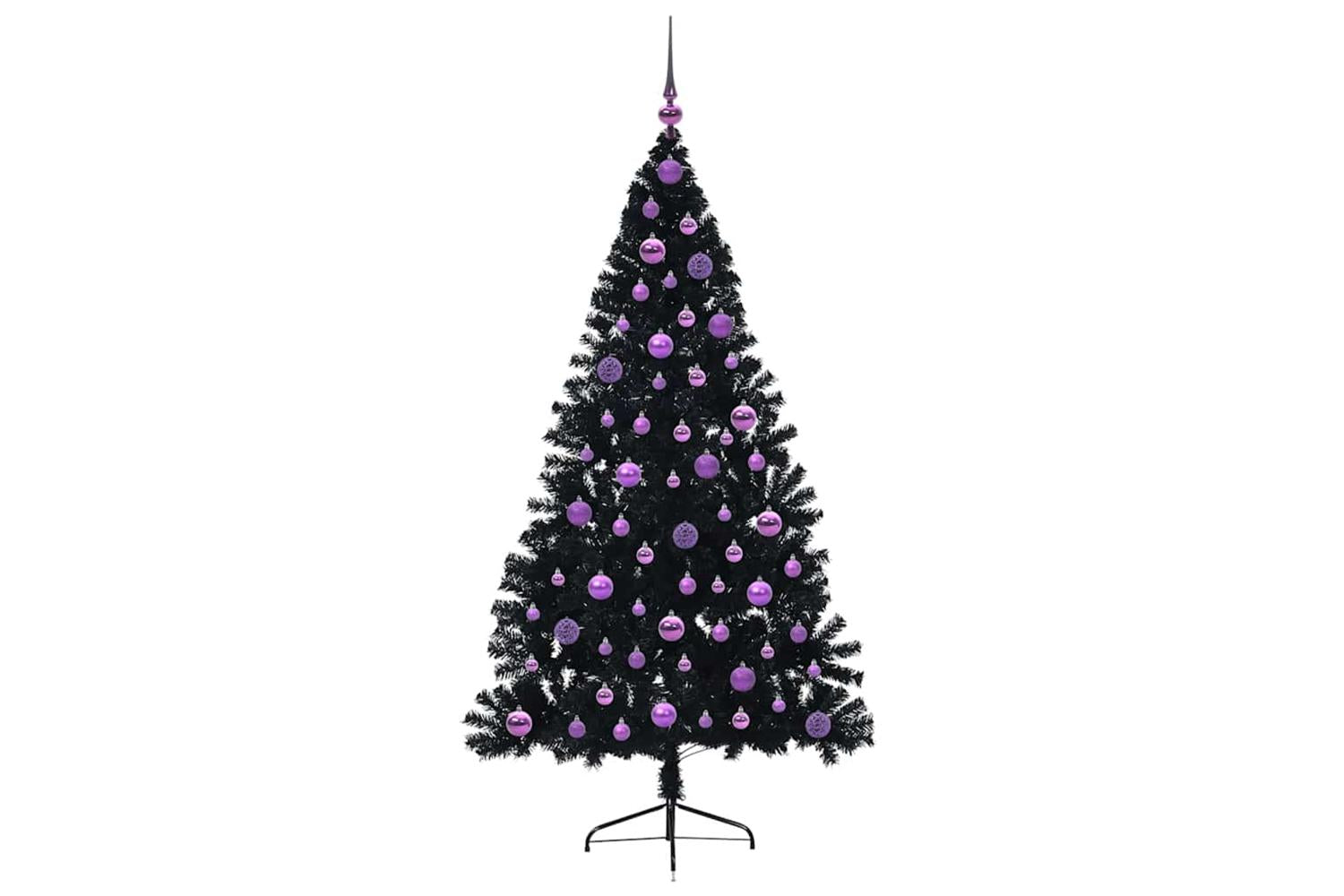 Vidaxl Artificial Pre-lit Christmas Tree Black 180 Cm Pvc-4