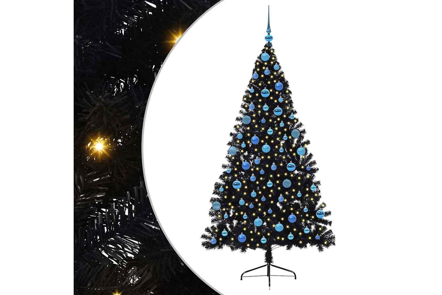 Vidaxl Artificial Pre-lit Christmas Tree Black 180 Cm Pvc-2