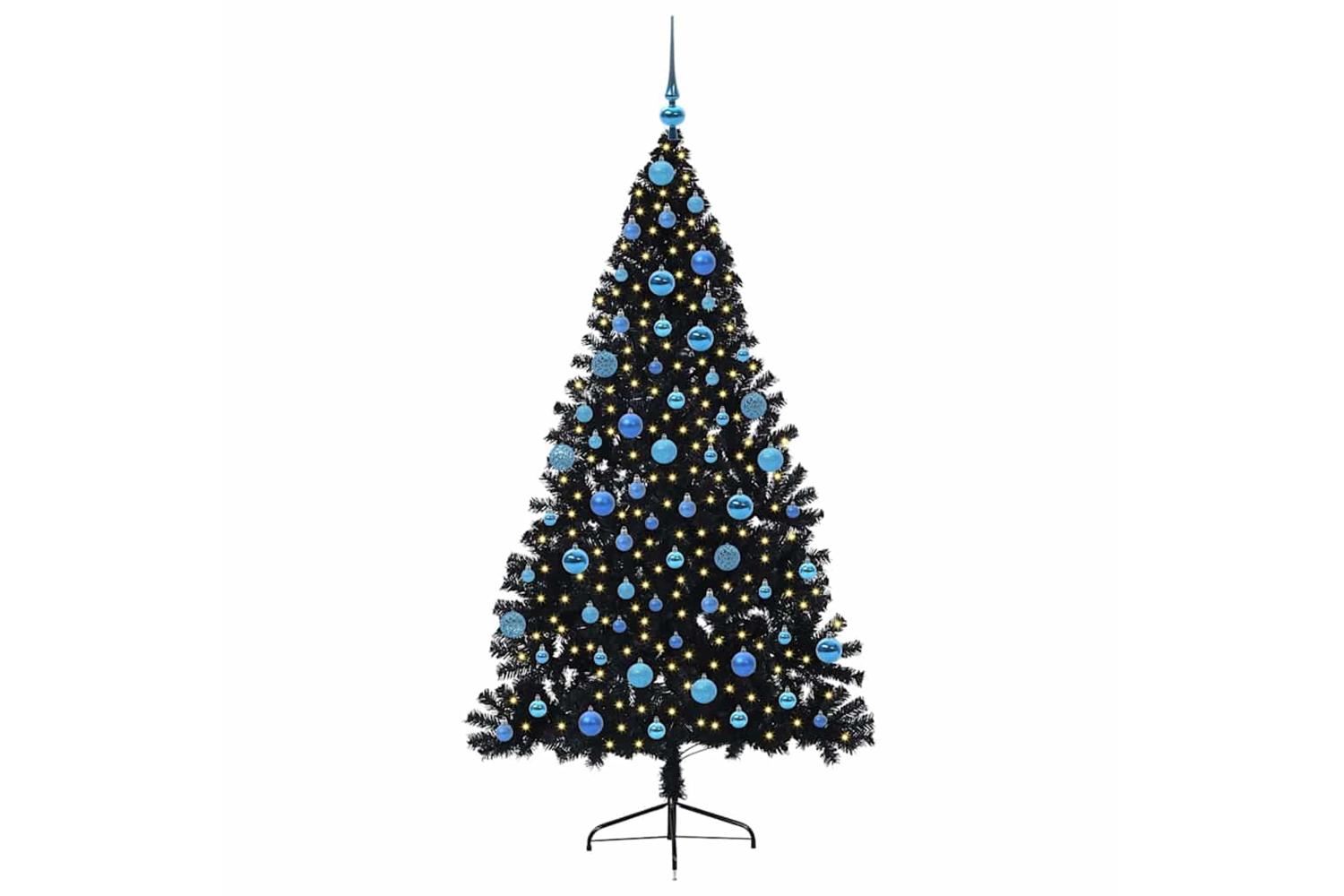 Vidaxl Artificial Pre-lit Christmas Tree Black 180 Cm Pvc-3