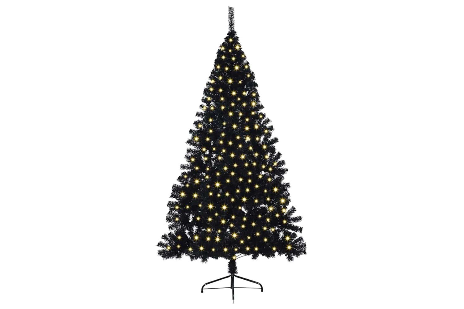 Vidaxl Artificial Pre-lit Christmas Tree Black 210 Cm Pvc-3