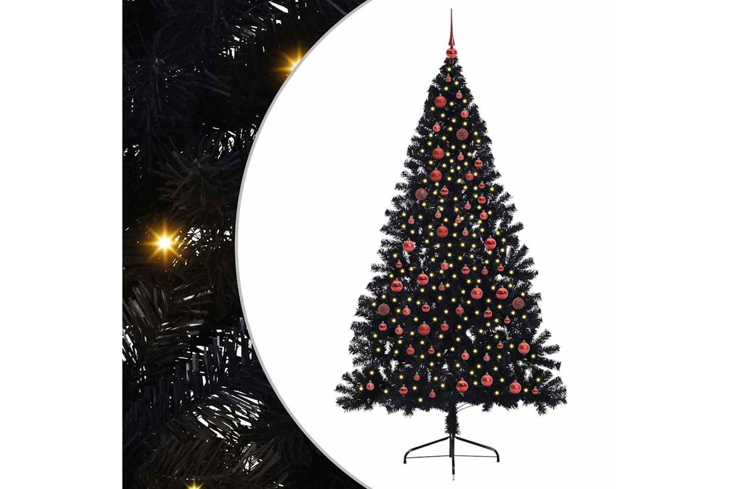 Vidaxl Artificial Pre-lit Christmas Tree Black 210 Cm Pvc-2