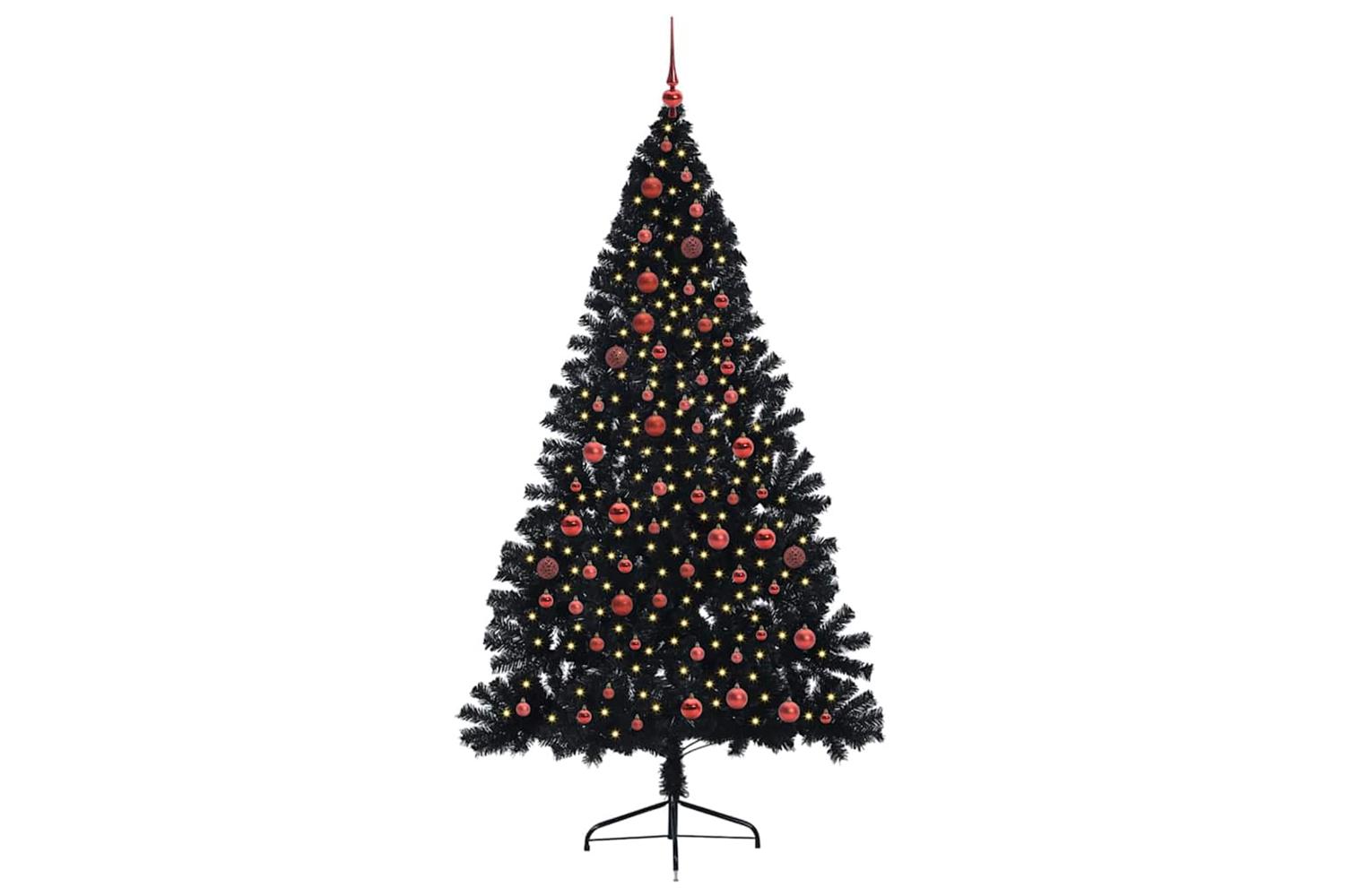 Vidaxl Artificial Pre-lit Christmas Tree Black 210 Cm Pvc-3
