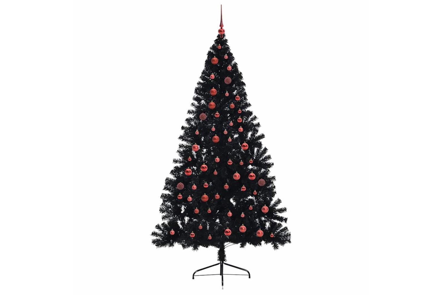 Vidaxl Artificial Pre-lit Christmas Tree Black 210 Cm Pvc-4