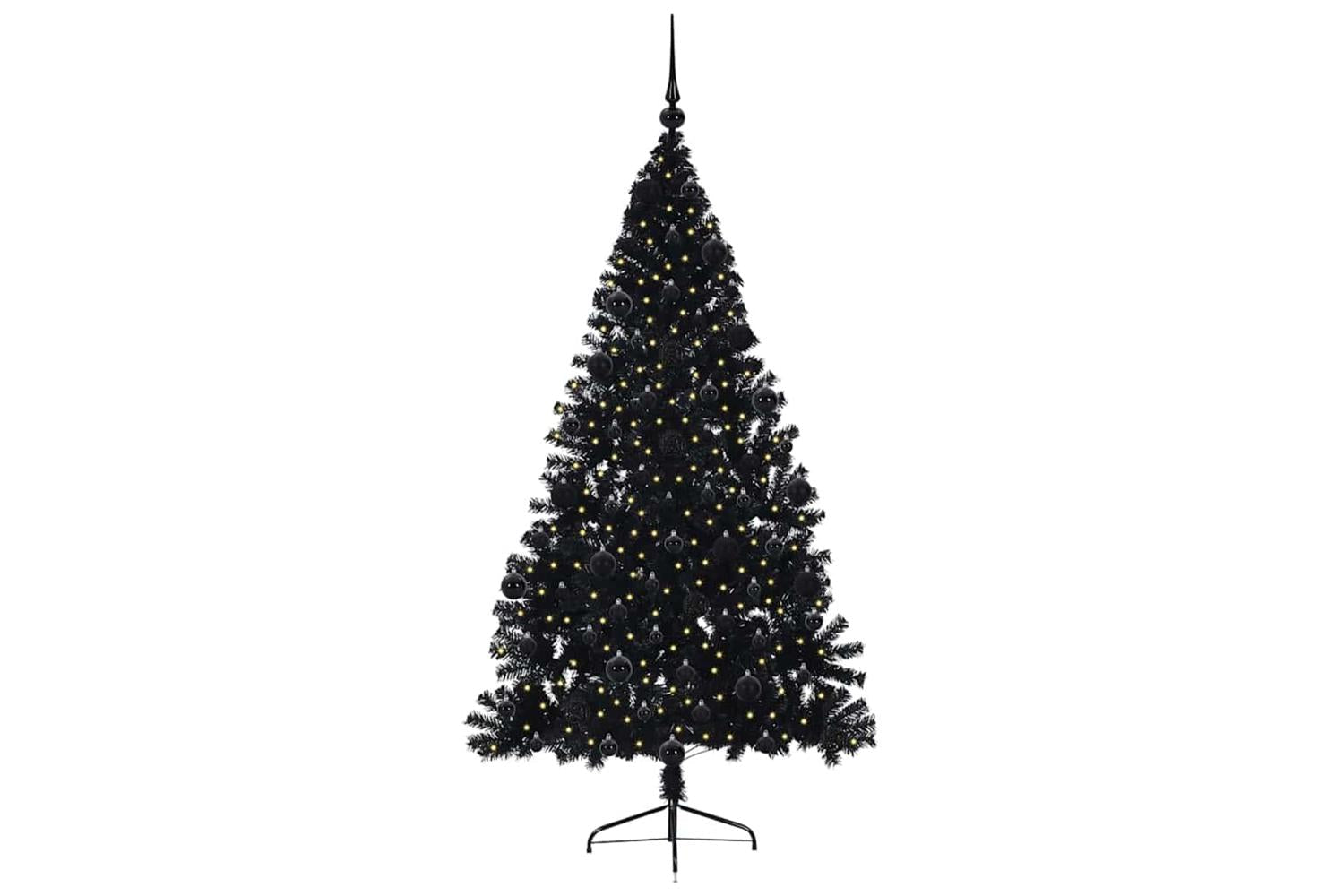 Vidaxl Artificial Pre-lit Christmas Tree Black 210 Cm Pvc-3