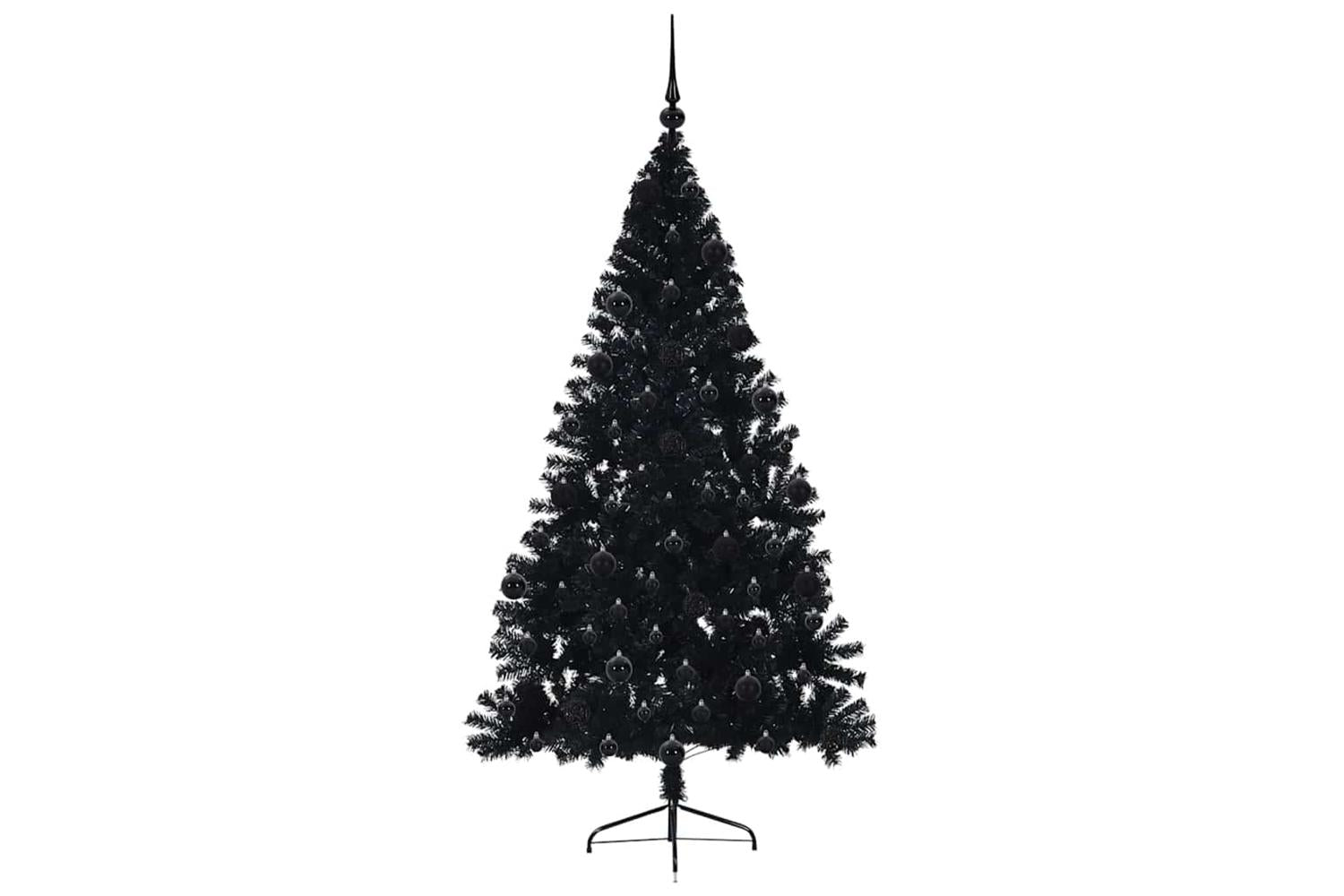 Vidaxl Artificial Pre-lit Christmas Tree Black 210 Cm Pvc-4