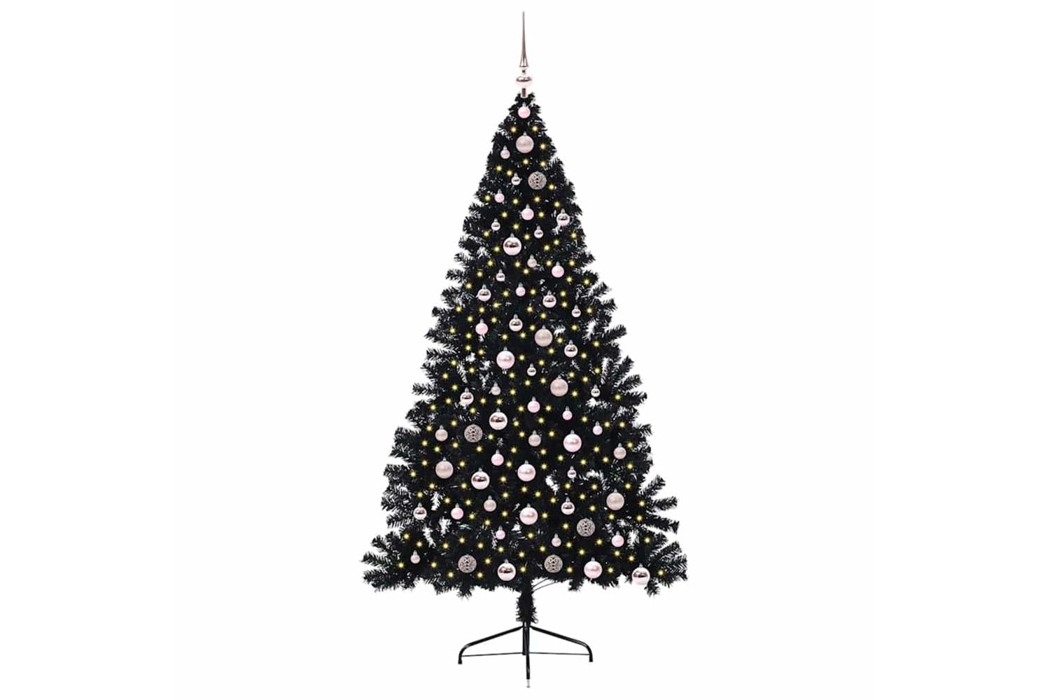 Vidaxl Artificial Pre-lit Christmas Tree Black 210 Cm Pvc-3