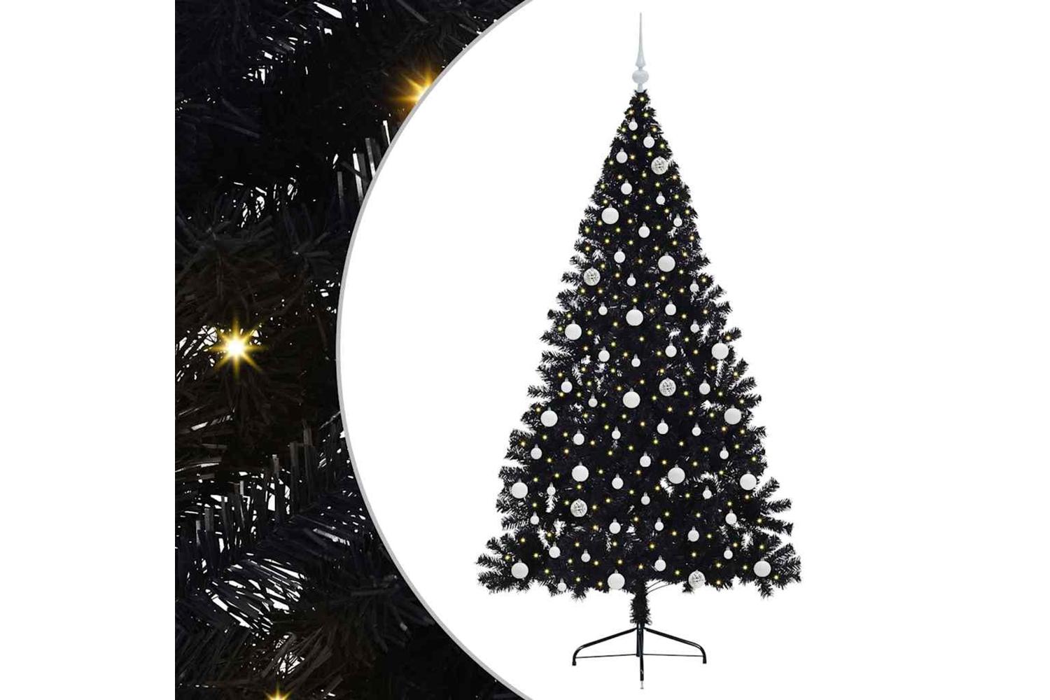 Vidaxl Artificial Pre-lit Christmas Tree Black 210 Cm Pvc-2