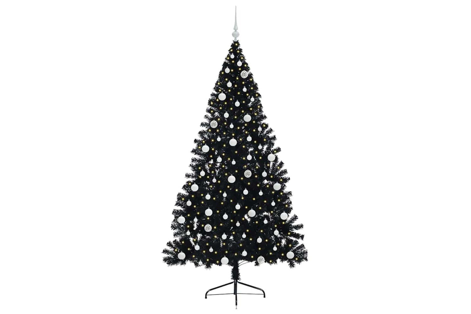 Vidaxl Artificial Pre-lit Christmas Tree Black 210 Cm Pvc-3
