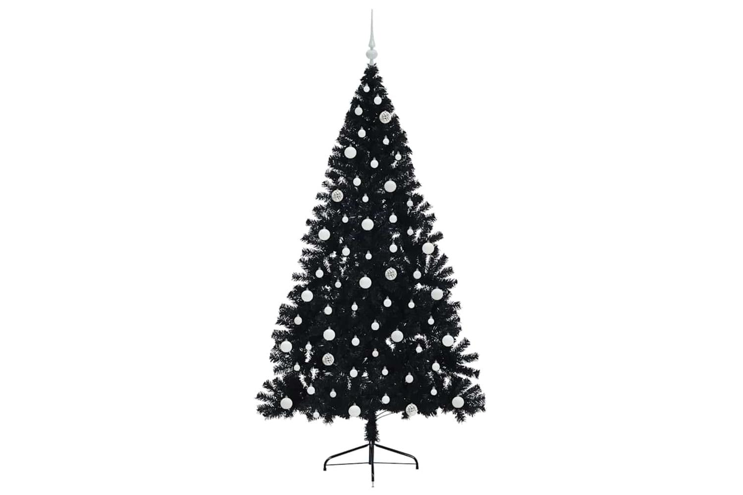 Vidaxl Artificial Pre-lit Christmas Tree Black 210 Cm Pvc-4