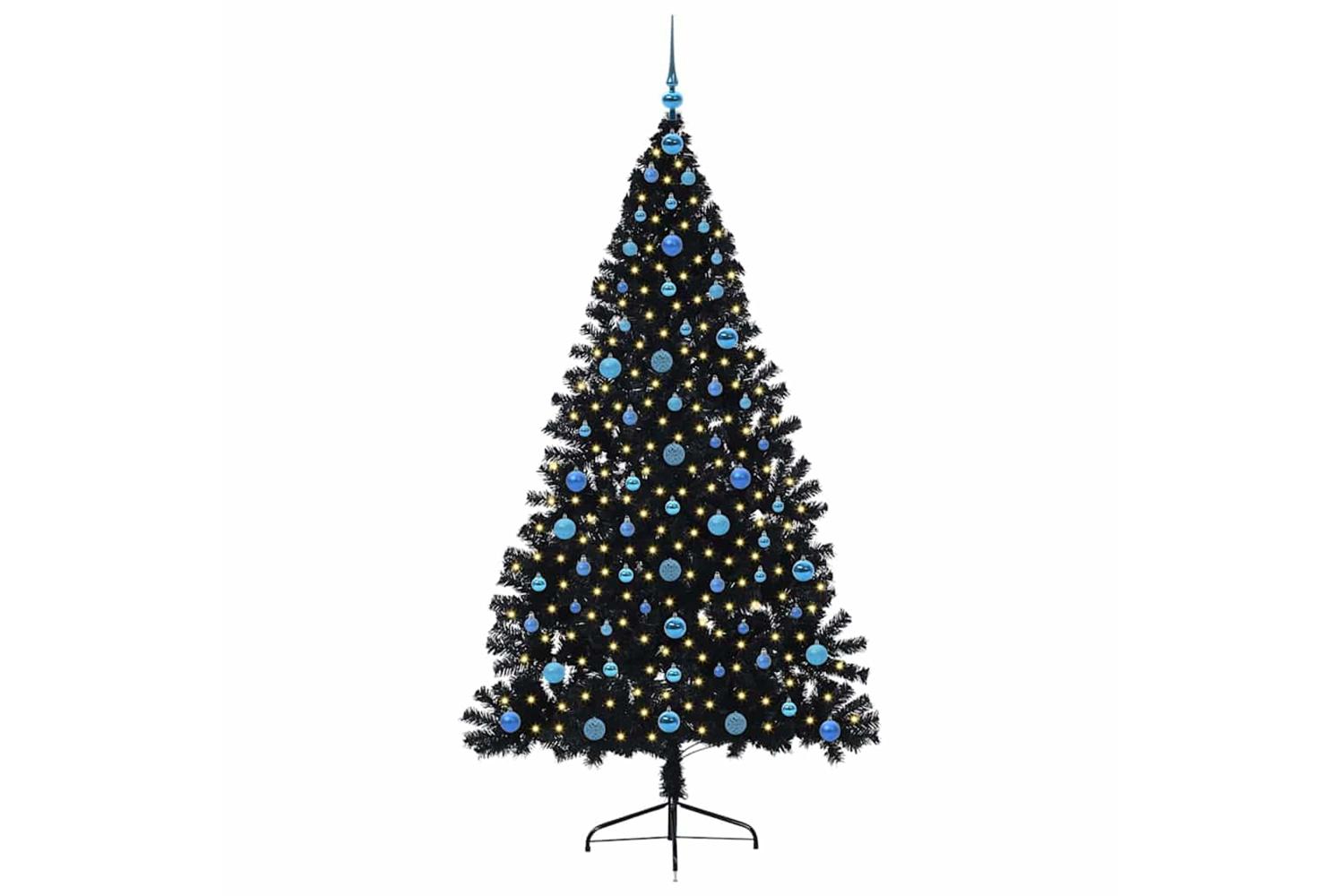 Vidaxl Artificial Pre-lit Christmas Tree Black 210 Cm Pvc-3