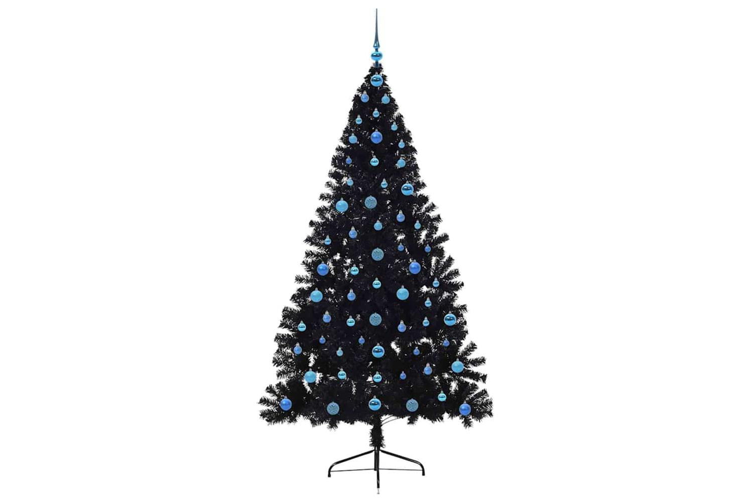 Vidaxl Artificial Pre-lit Christmas Tree Black 210 Cm Pvc-4