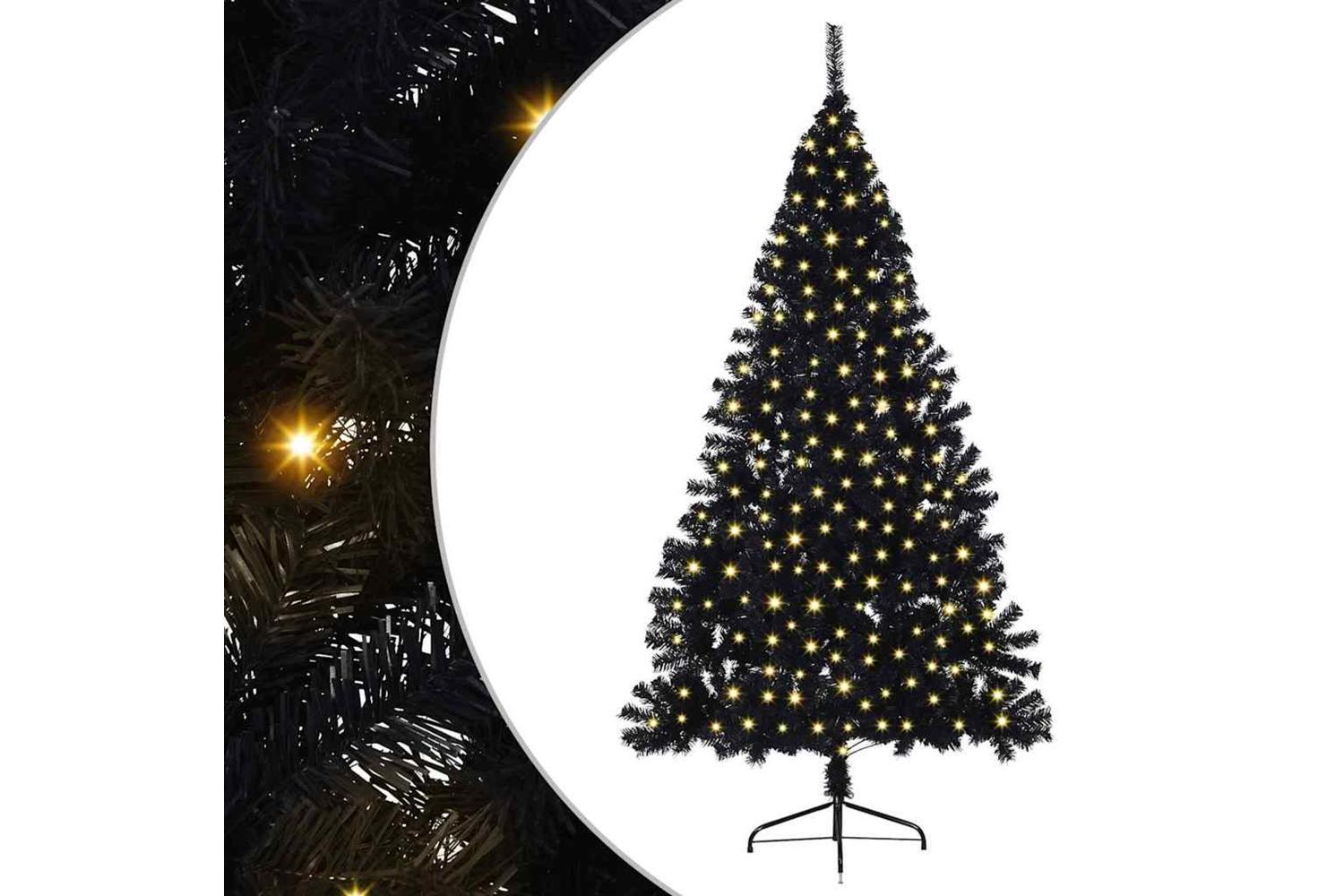 Vidaxl Artificial Pre-lit Christmas Tree Black 240 Cm Pvc-2