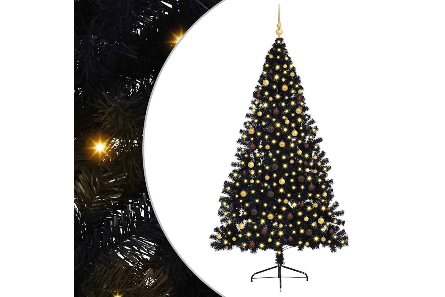 Vidaxl Artificial Pre-lit Christmas Tree Black 240 Cm Pvc-2