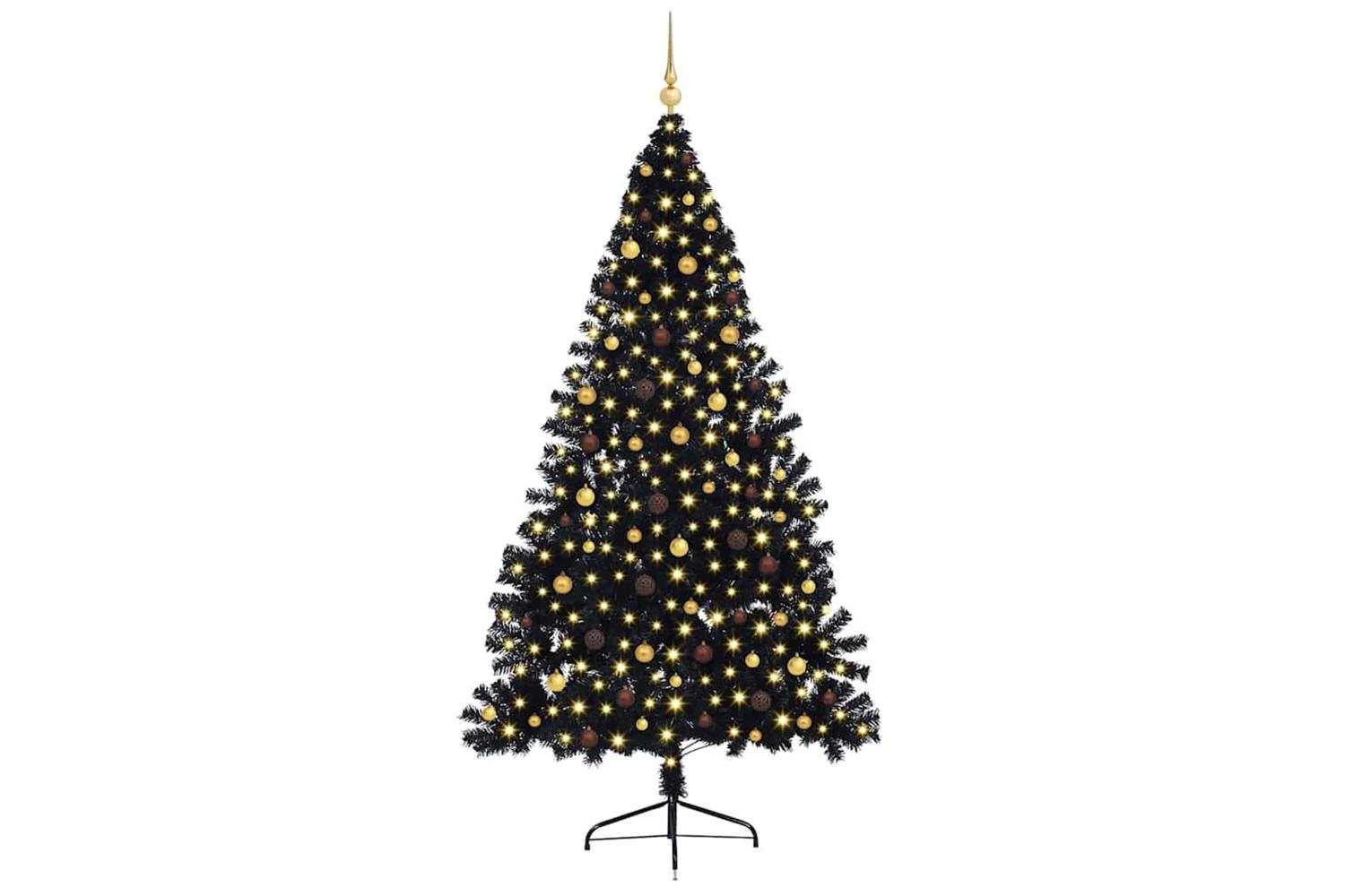 Vidaxl Artificial Pre-lit Christmas Tree Black 240 Cm Pvc-3