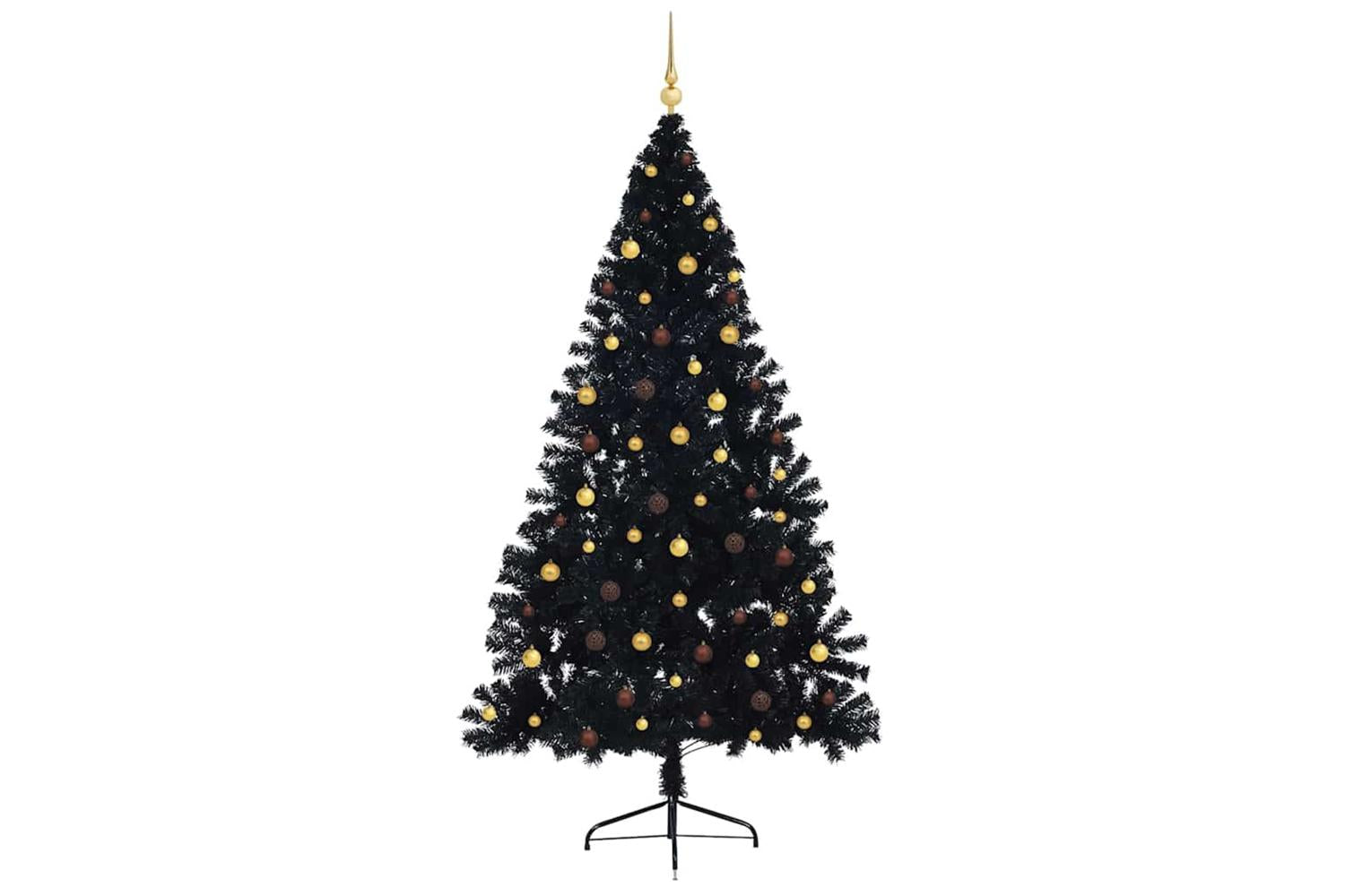 Vidaxl Artificial Pre-lit Christmas Tree Black 240 Cm Pvc-4