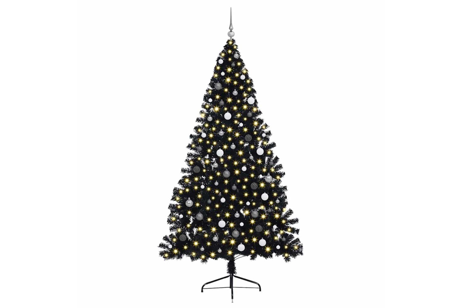 Vidaxl Artificial Pre-lit Christmas Tree Black 240 Cm Pvc-3