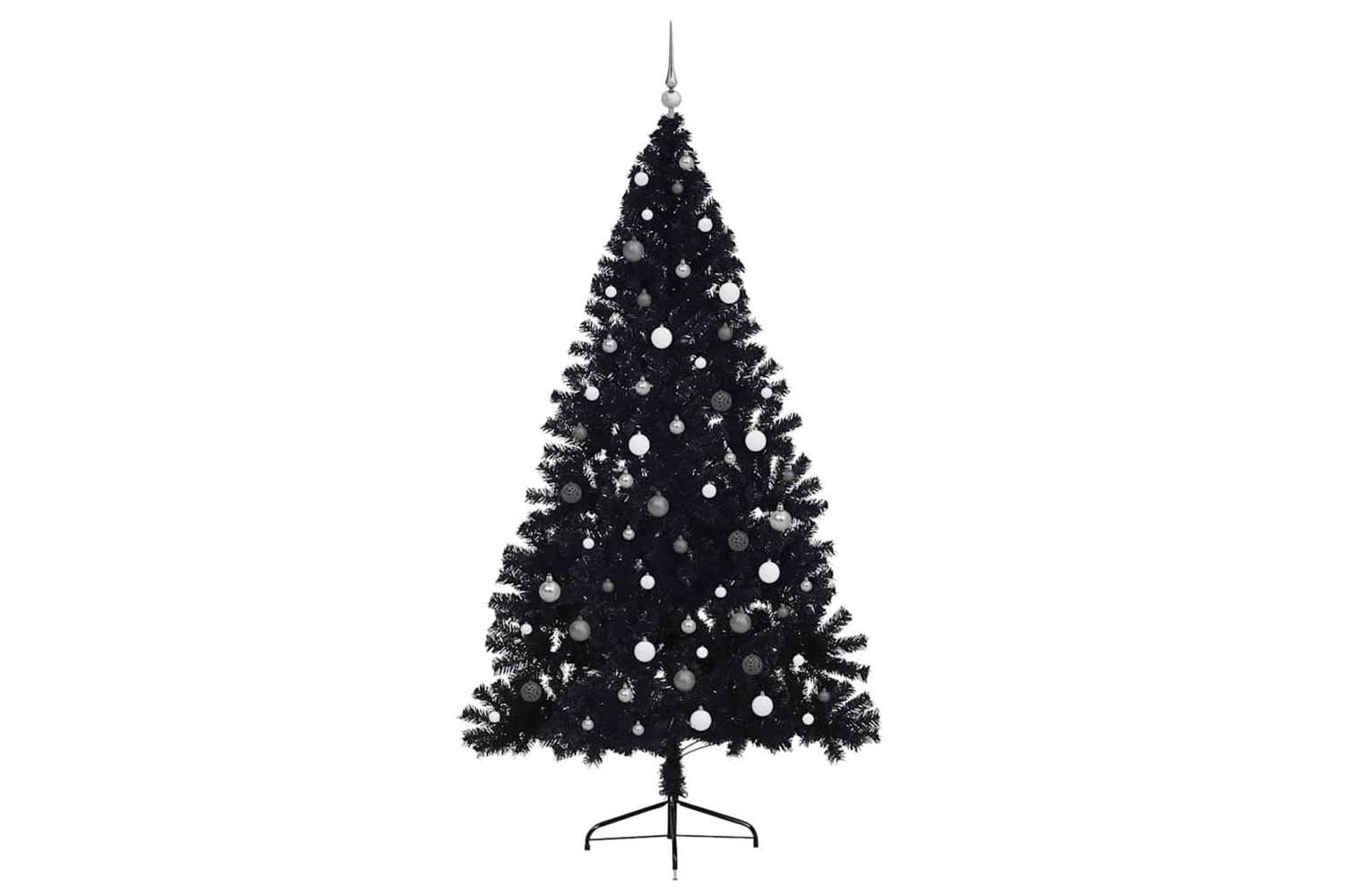 Vidaxl Artificial Pre-lit Christmas Tree Black 240 Cm Pvc-5