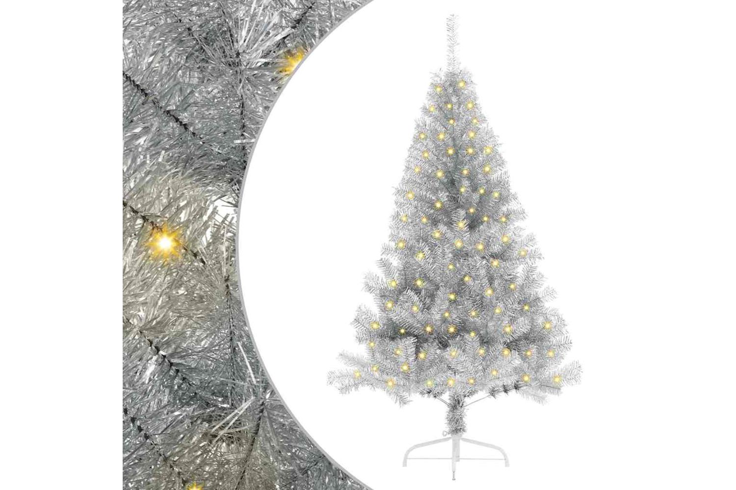 Vidaxl Artificial Pre-lit Christmas Tree Silver 150 Cm Pet-2