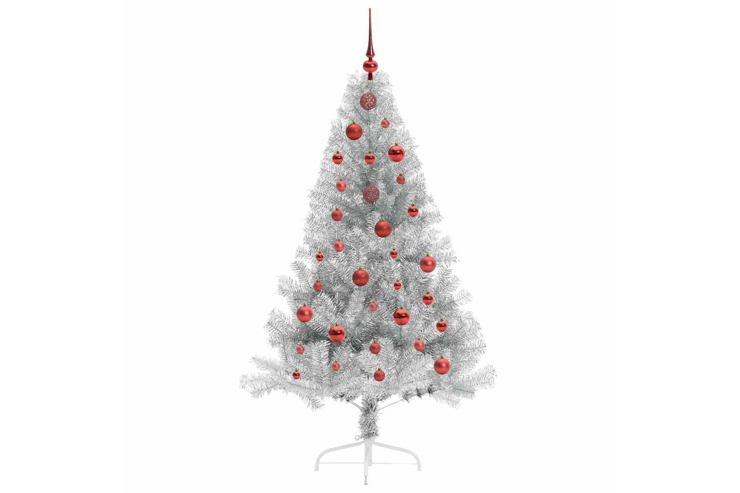 Vidaxl Artificial Pre-lit Christmas Tree Silver 150 Cm Pet-4