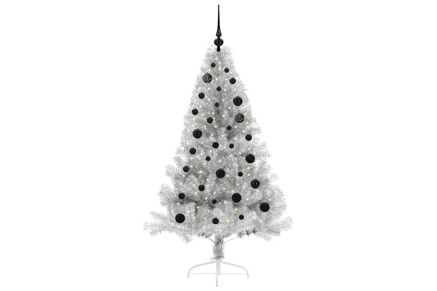 Vidaxl Artificial Pre-lit Christmas Tree Silver 150 Cm Pet-3
