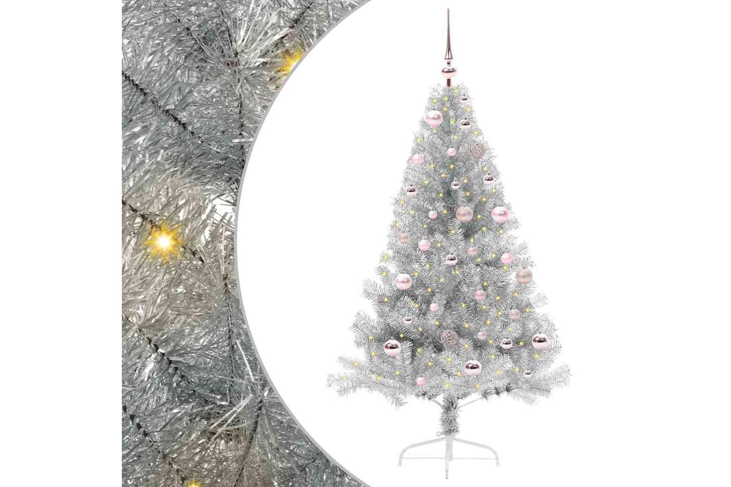 Vidaxl Artificial Pre-lit Christmas Tree Silver 150 Cm Pet
