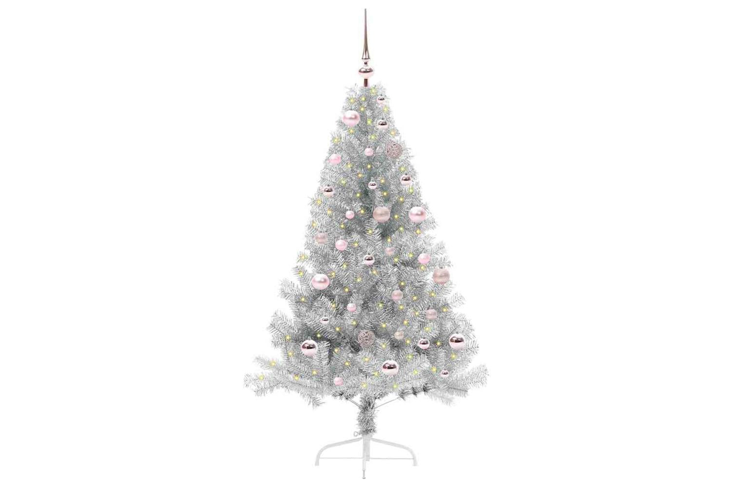Vidaxl Artificial Pre-lit Christmas Tree Silver 150 Cm Pet-2