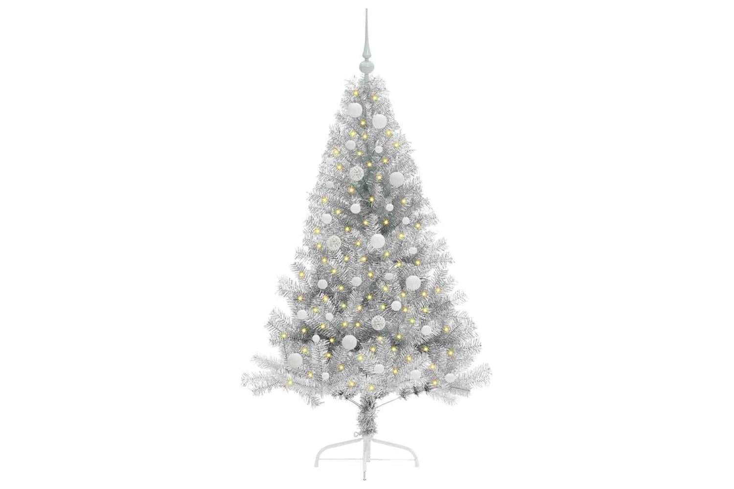 Vidaxl Artificial Pre-lit Christmas Tree Silver 150 Cm Pet-3