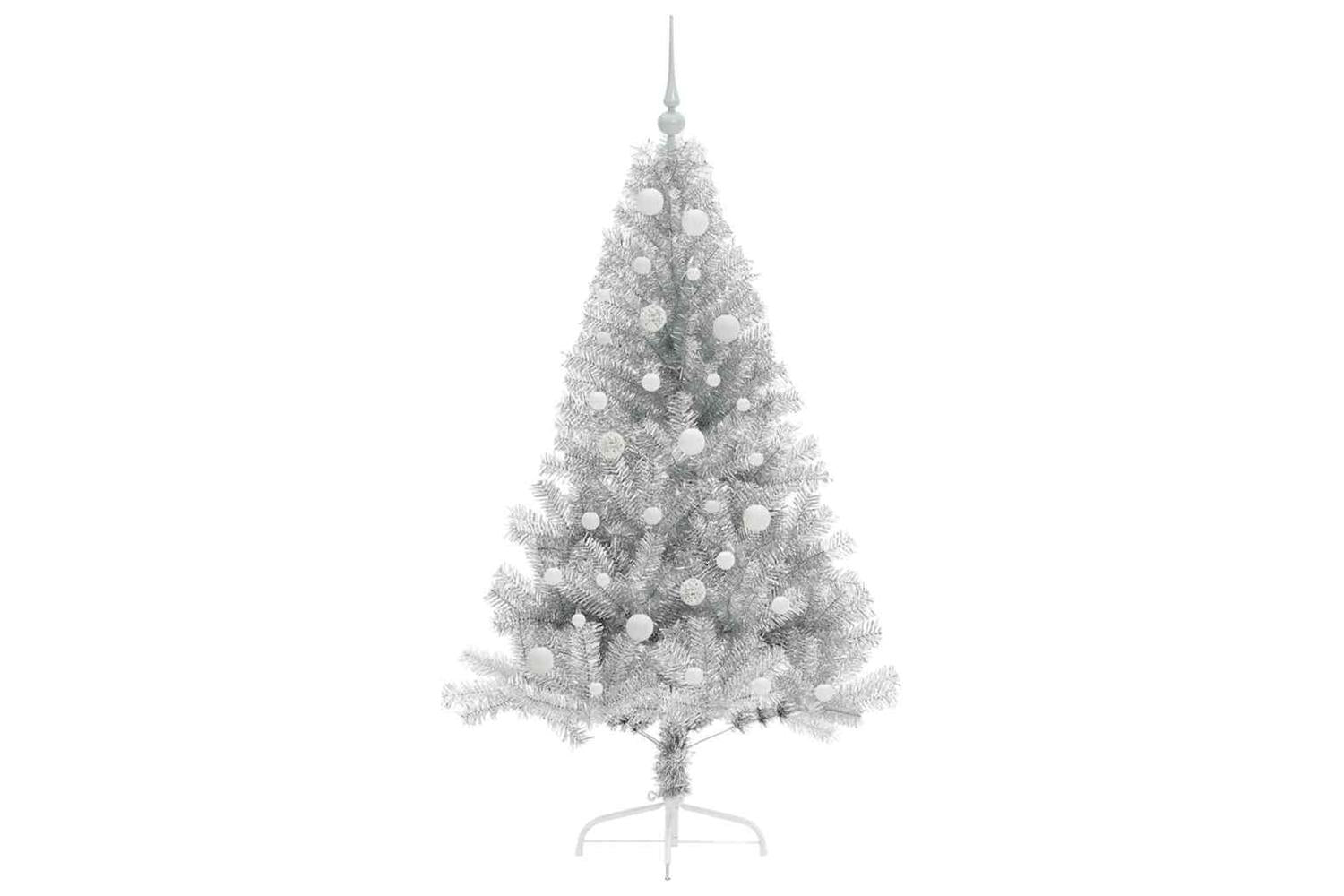 Vidaxl Artificial Pre-lit Christmas Tree Silver 150 Cm Pet-4