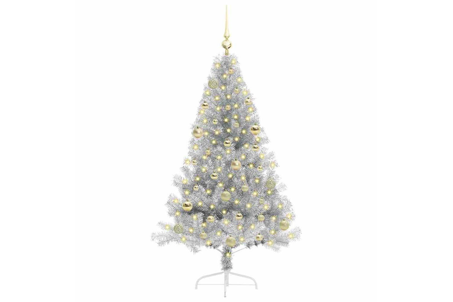 Vidaxl Artificial Pre-lit Christmas Tree Silver 150 Cm Pet-3
