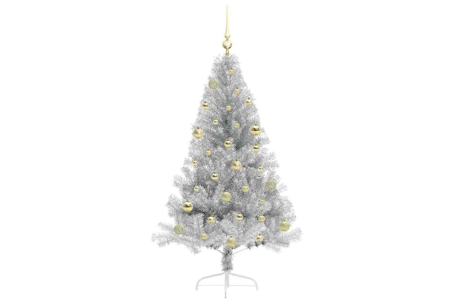 Vidaxl Artificial Pre-lit Christmas Tree Silver 150 Cm Pet-4