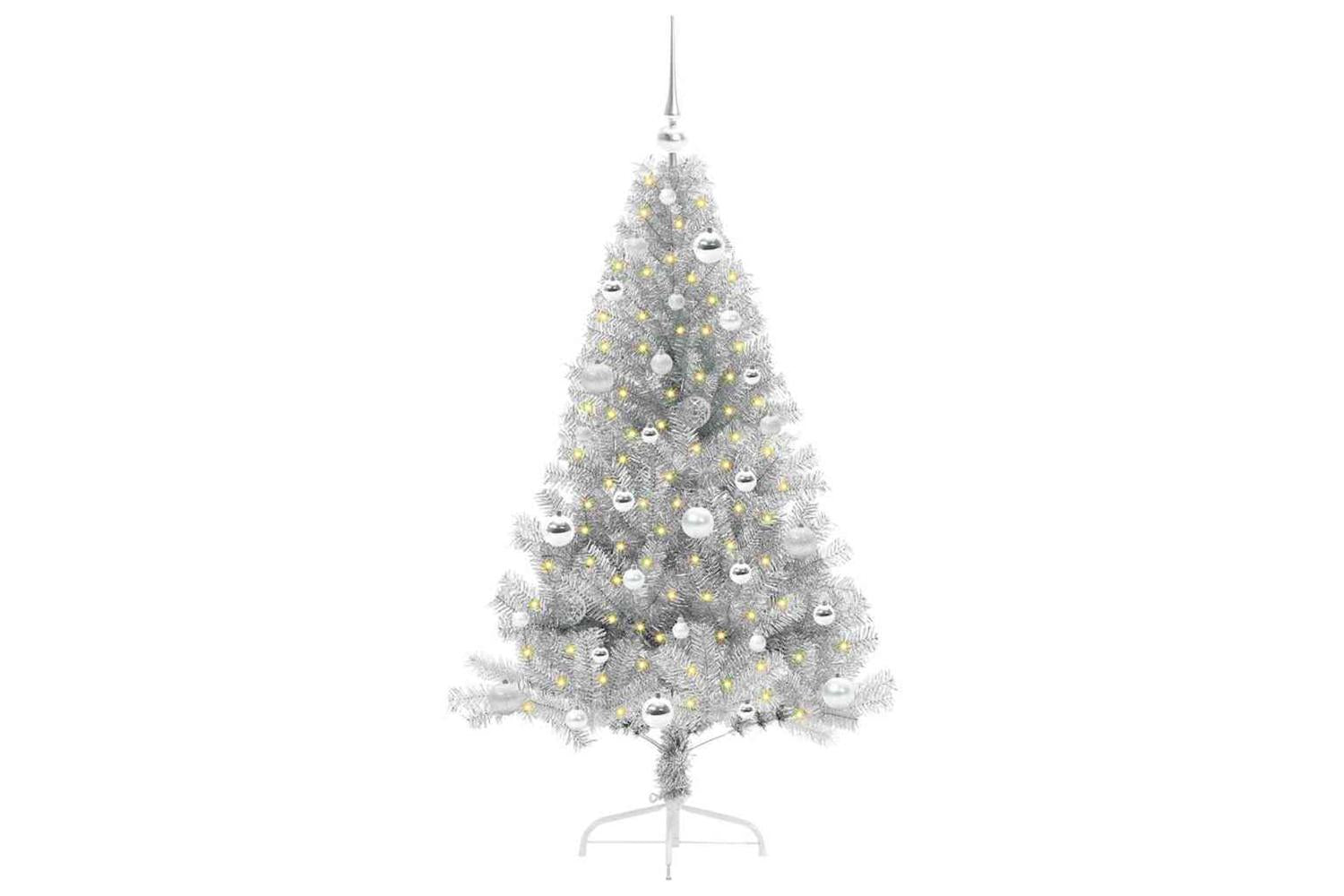 Vidaxl Artificial Pre-lit Christmas Tree Silver 150 Cm Pet-3
