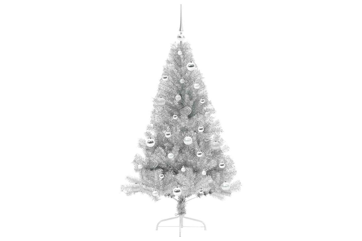 Vidaxl Artificial Pre-lit Christmas Tree Silver 150 Cm Pet-4