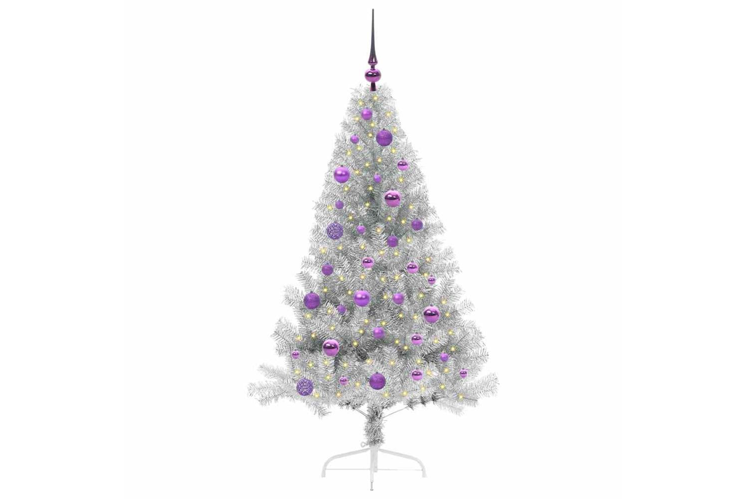 Vidaxl Artificial Pre-lit Christmas Tree Silver 150 Cm Pet-3