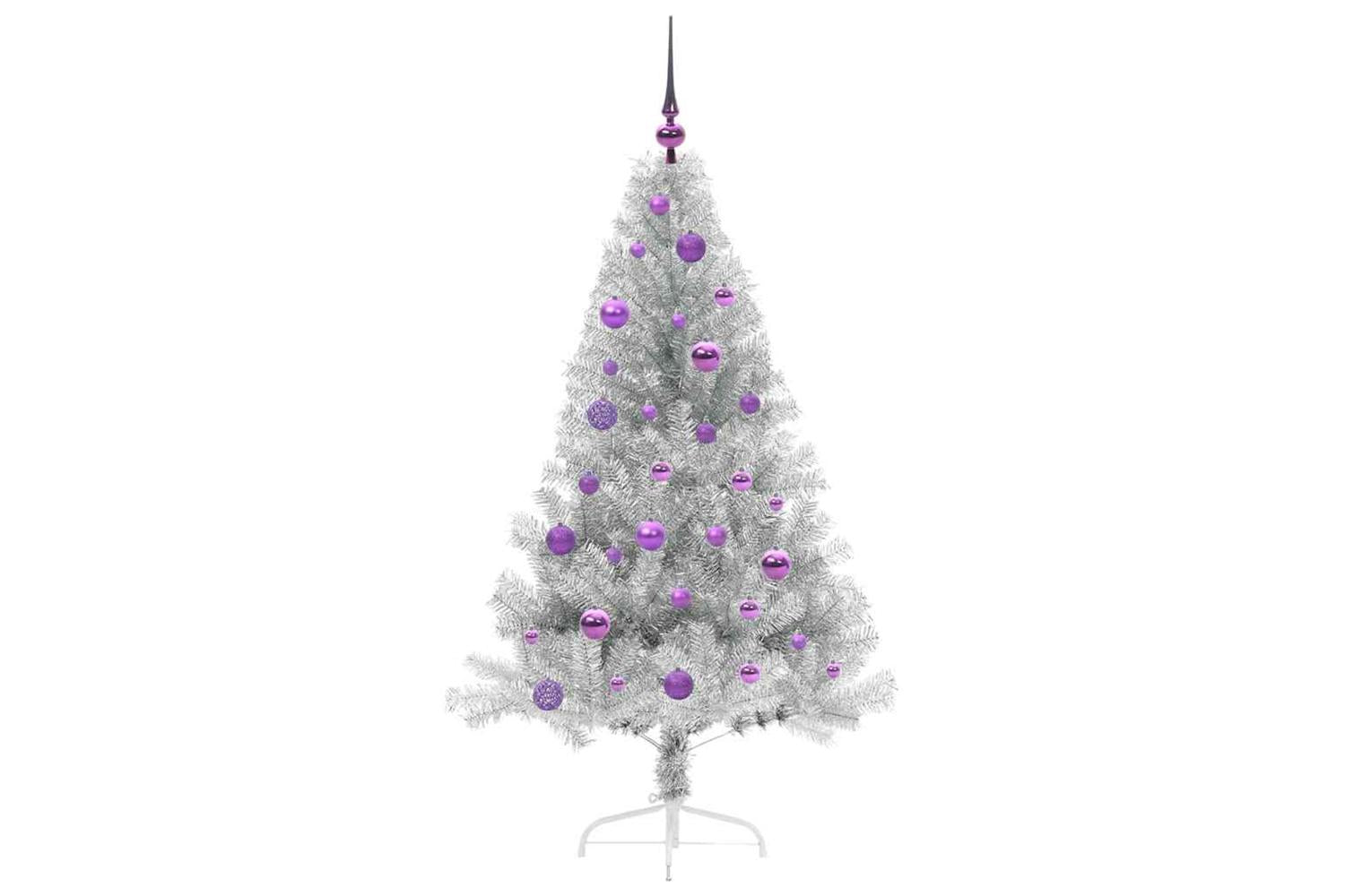 Vidaxl Artificial Pre-lit Christmas Tree Silver 150 Cm Pet-4