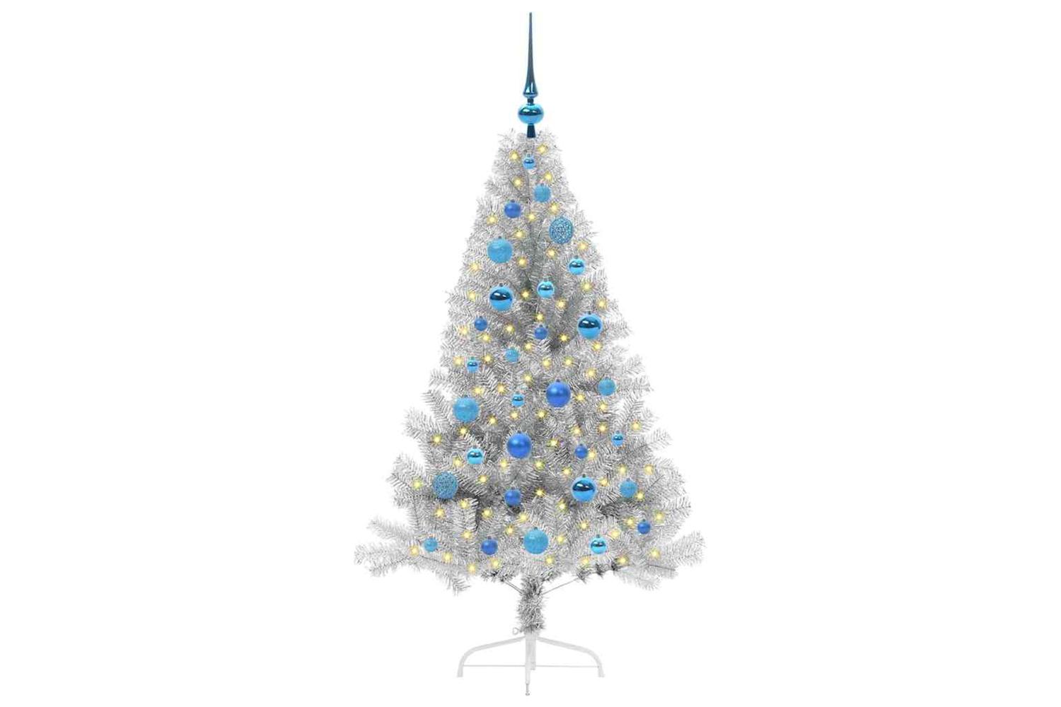 Vidaxl Artificial Pre-lit Christmas Tree Silver 150 Cm Pet-3