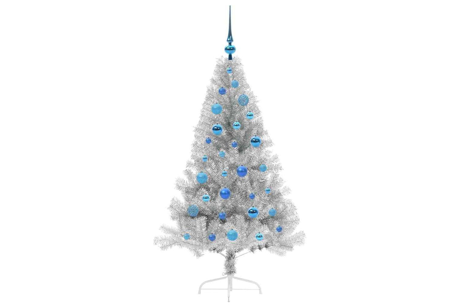 Vidaxl Artificial Pre-lit Christmas Tree Silver 150 Cm Pet-4