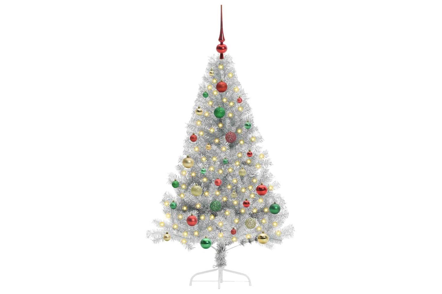Vidaxl Artificial Pre-lit Christmas Tree Silver 150 Cm Pet-3